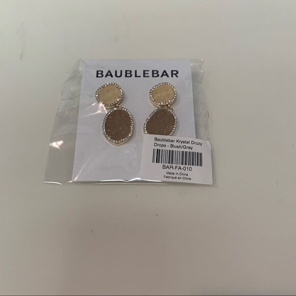 Baublebar Krystal Druzy Drop Earrings - Blush/Gray - NWT - Picture 3 of 4